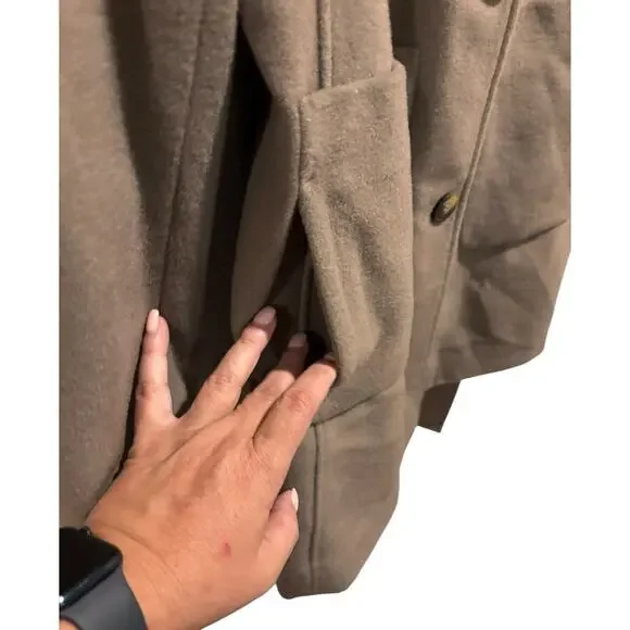 DKNY Womens Wool Blend Peacoat Trench Coat Brown/Green Size Medium - Picture 5 of 14